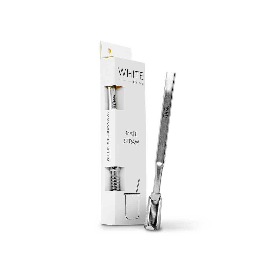 WHITE PRIME Premium Stainless Steel Mate Straw – Sleek Straight Bombilla with Spring Filter