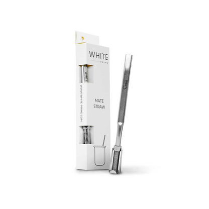 WHITE PRIME Premium Stainless Steel Mate Straw – Sleek Straight Bombilla with Spring Filter