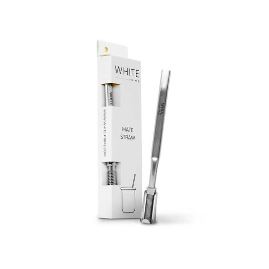 WHITE PRIME Premium Stainless Steel Mate Straw – Sleek Straight Bombilla with Spring Filter