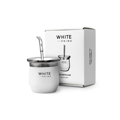 WHITE PRIME Premium Stainless Steel Mate Cup & Bombilla Set – Double-Walled Thermal Gourd Kit